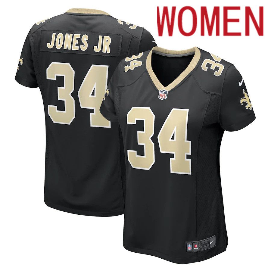 Women New Orleans Saints 34 Tony Jones Jr. Nike Black Player Game NFL Jersey